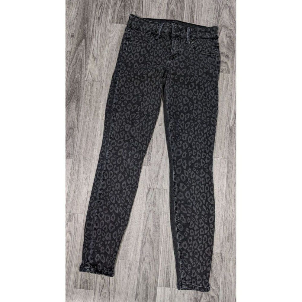Level 99‎ Womens Size 26 Animal Print Grey Black Skinny Denim Jeans